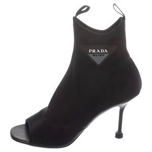 Prada neoprene open toe booties